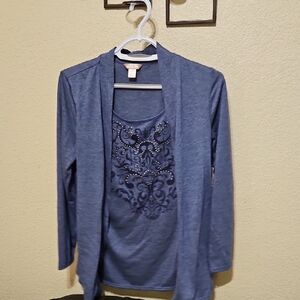White Stag Blue Blouse with Embellished Design